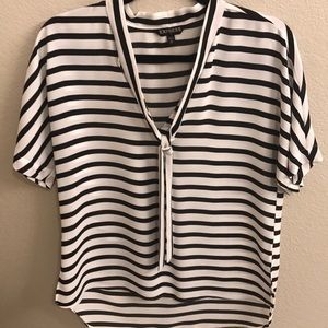 Black and white striped express blouse